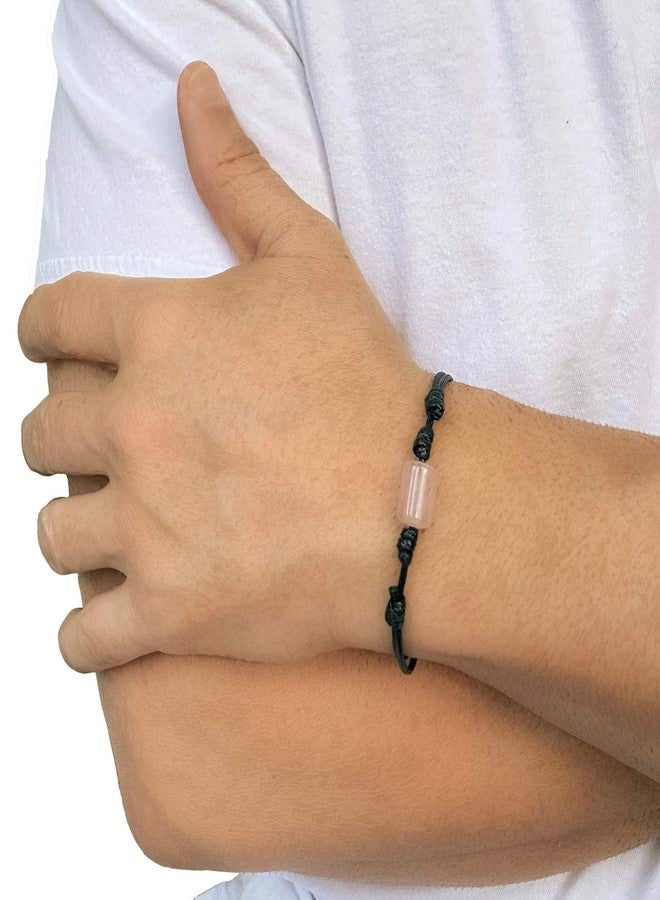 Luck Strings Rose Quartz Bracelet for Men and Women Balance Chakra Healing Jewelry Rose Quartz Bracelet on vegan cord Men - Image 2
